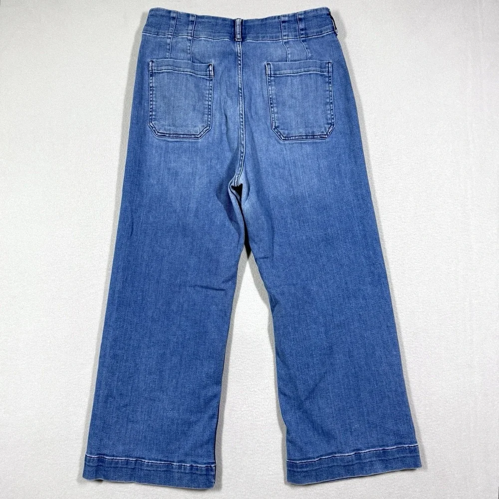 Maeve Anthropologie Jeans Womens 32 The Colette Wide Leg Crop Denim Patch Pocket - Picture 5 of 14